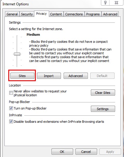IE setting Cookies step 3