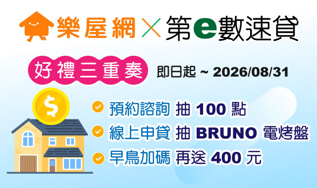 (圖片)樂屋網x第e數速貸 好禮三重奏